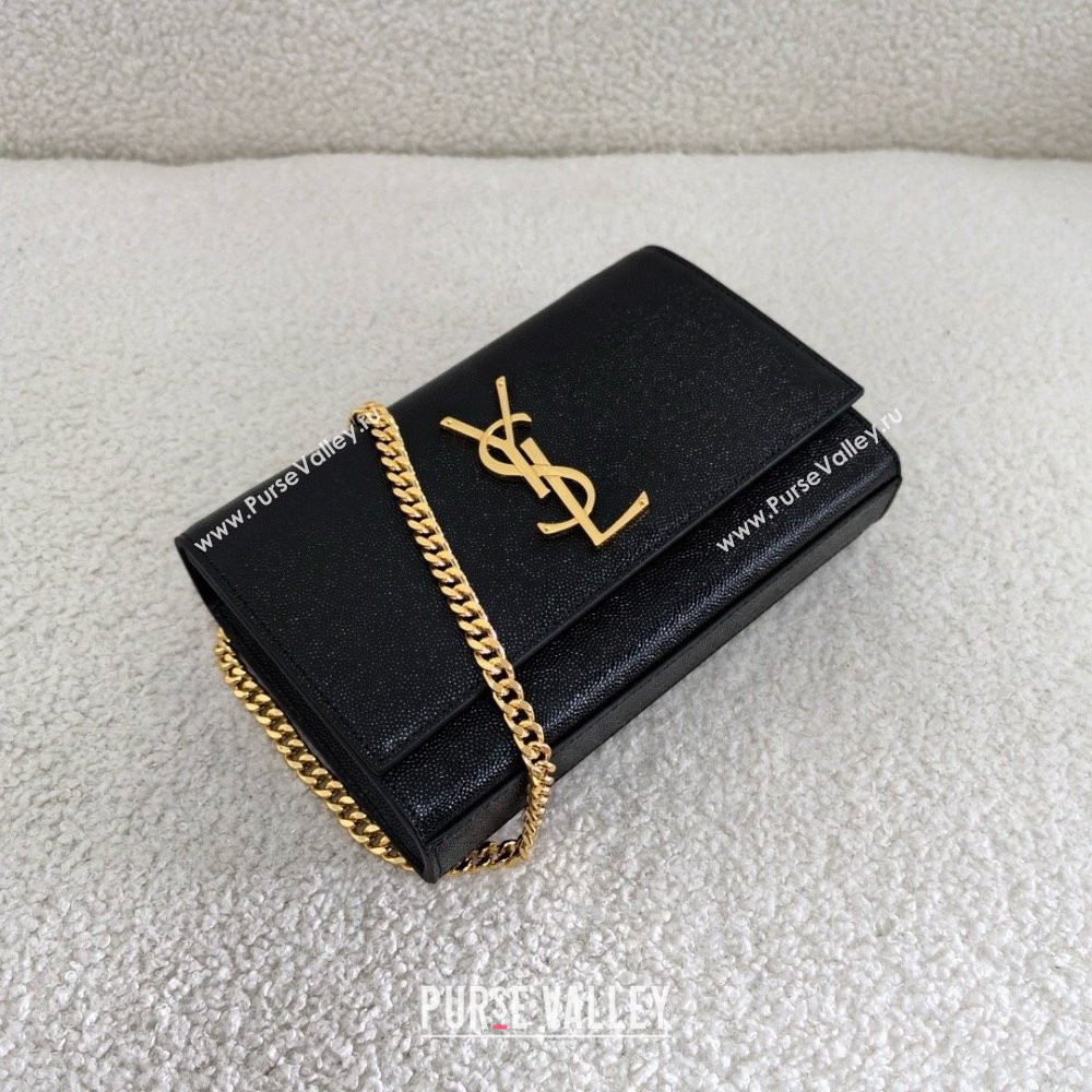 Saint Laurent kate small in grain de poudre embossed leather black/gold 2024(original quality) (bige-240426-08)
