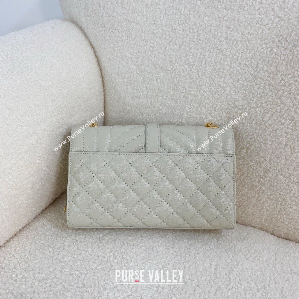 saint laurent envelope small in quilted grain de poudre embossed leather BLANC VINTAGE 2024(original quality) (bige-240426-15)