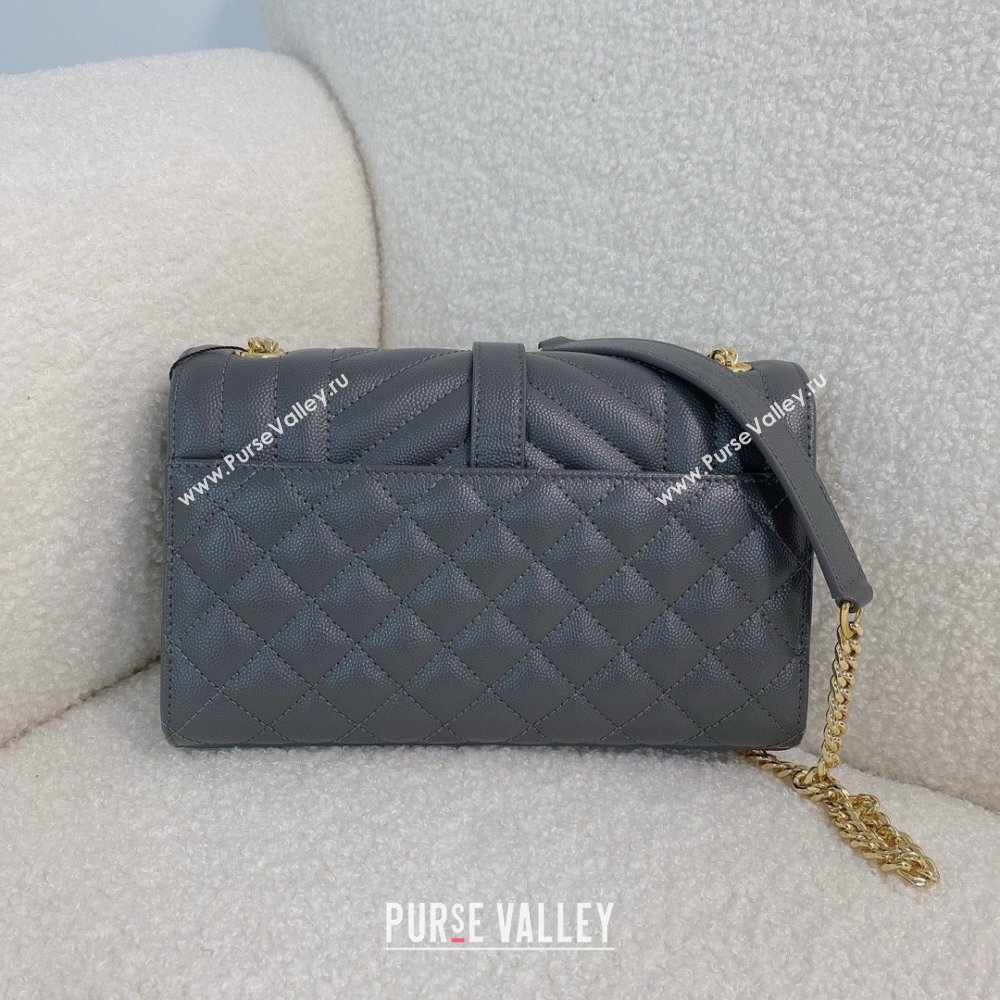saint laurent envelope small in quilted grain de poudre embossed leather gray 2024(original quality) (bige-240426-18)