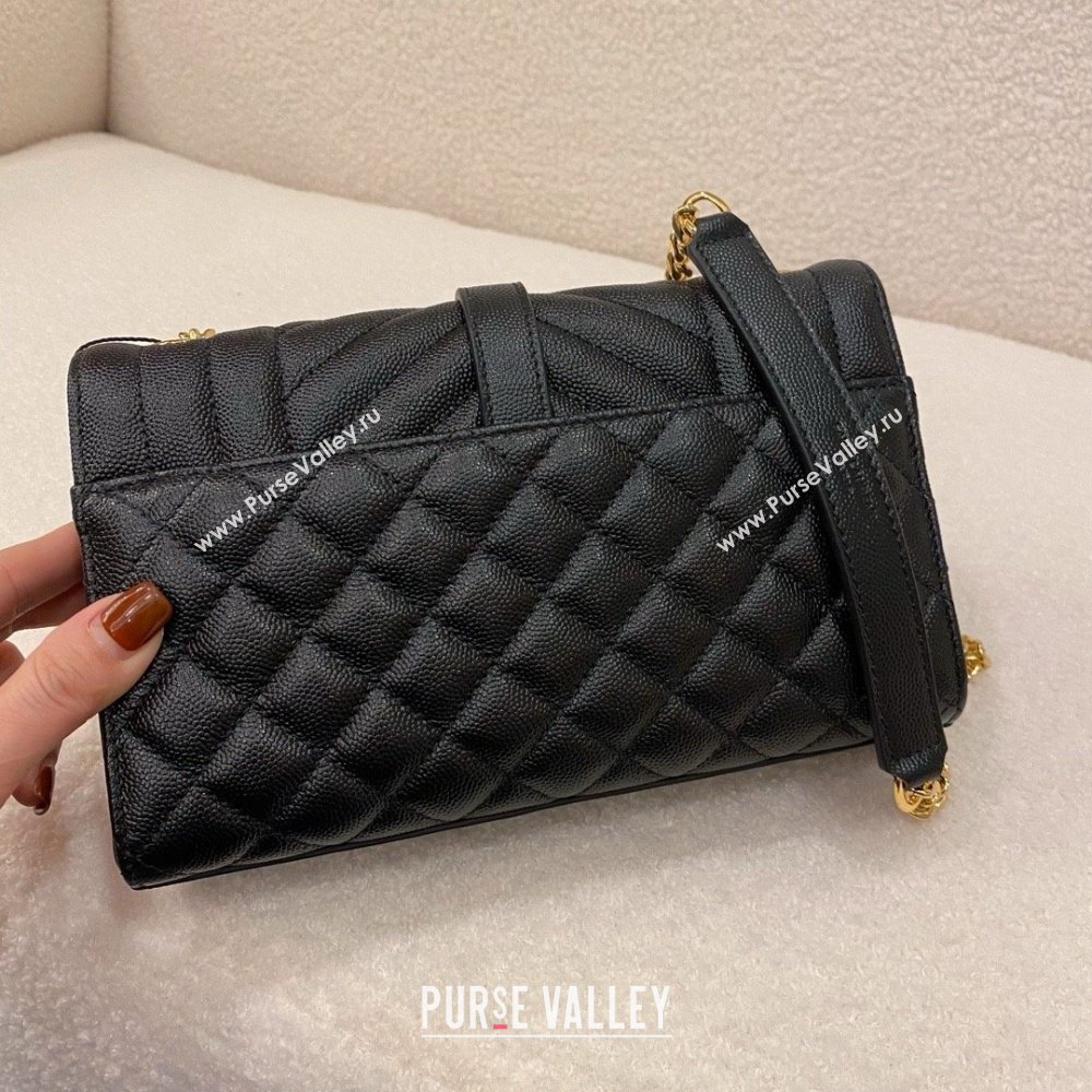 saint laurent envelope small in quilted grain de poudre embossed leather black 2024(original quality) (bige-240426-19)