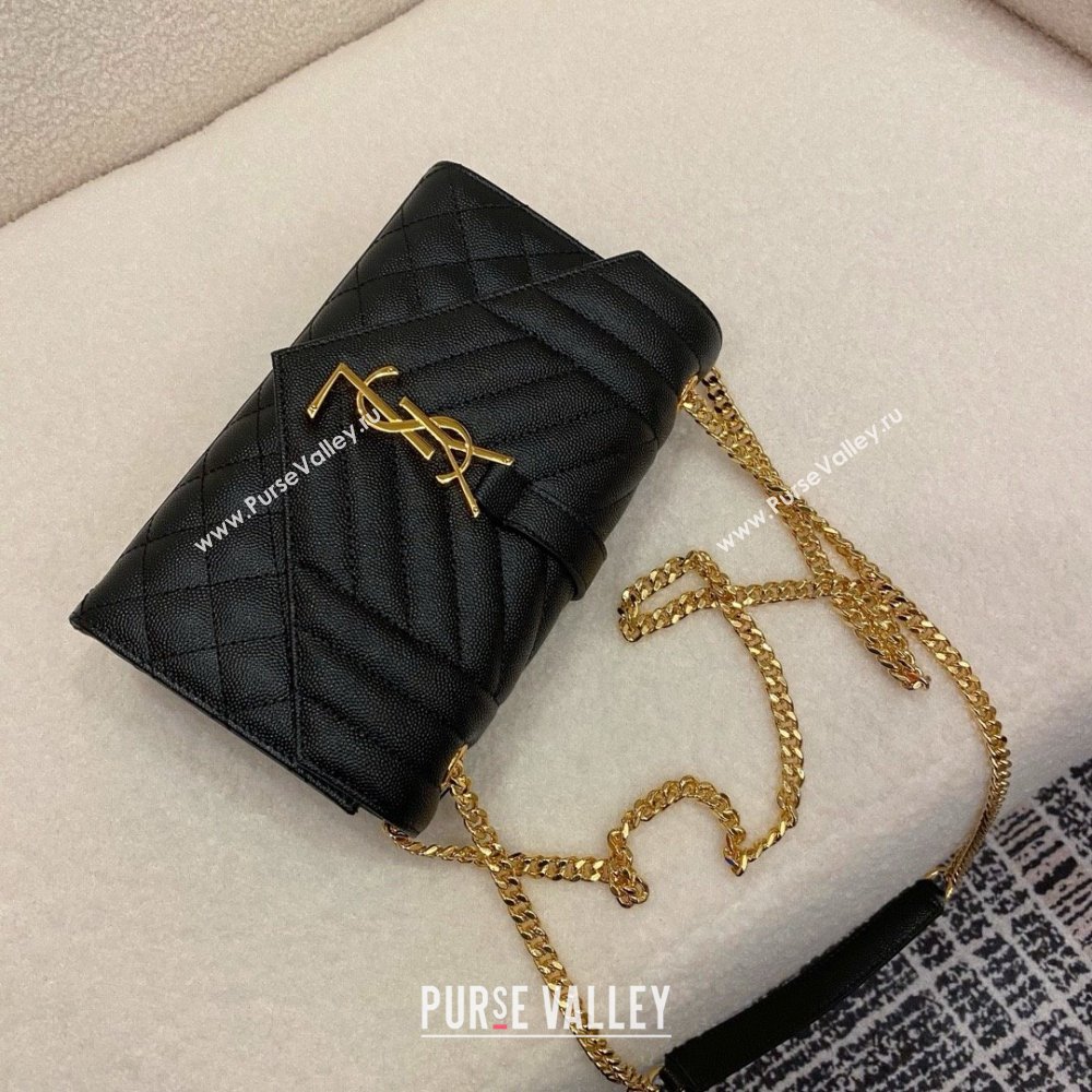 saint laurent envelope small in quilted grain de poudre embossed leather black 2024(original quality) (bige-240426-19)