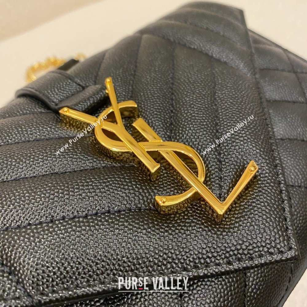 saint laurent envelope small in quilted grain de poudre embossed leather black 2024(original quality) (bige-240426-19)