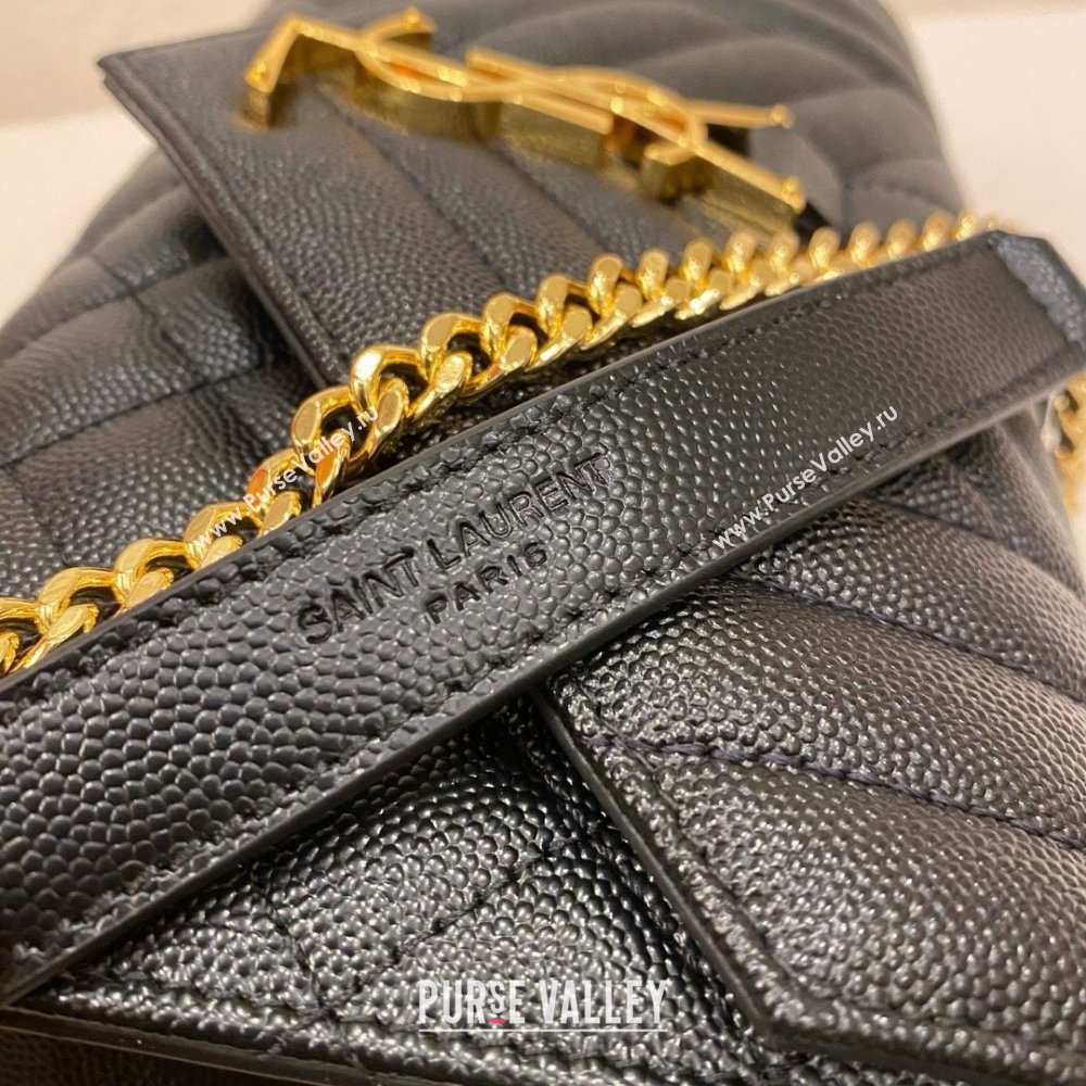 saint laurent envelope small in quilted grain de poudre embossed leather black 2024(original quality) (bige-240426-19)