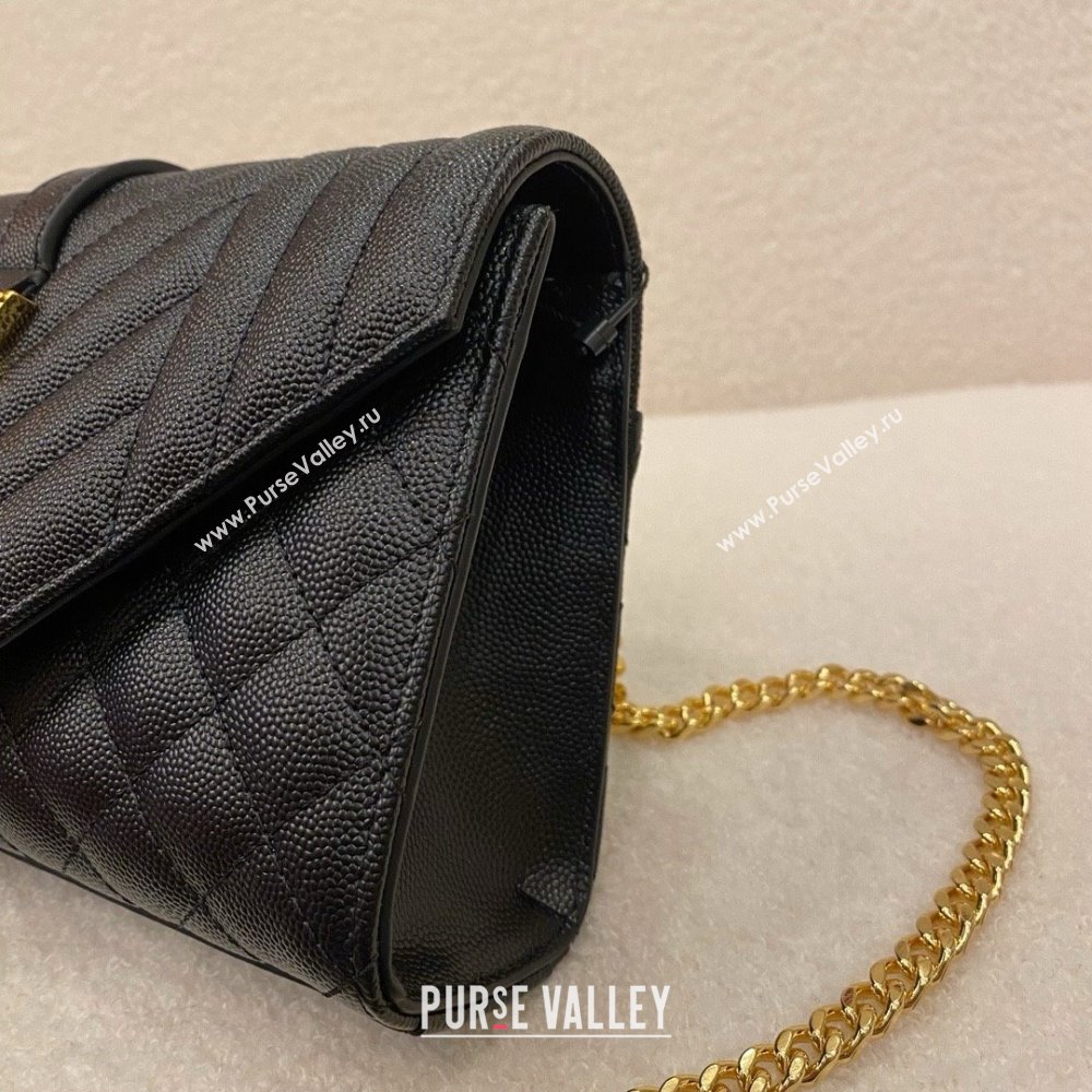 saint laurent envelope small in quilted grain de poudre embossed leather black 2024(original quality) (bige-240426-19)