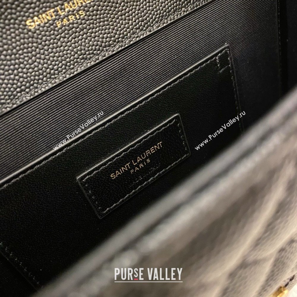 saint laurent envelope small in quilted grain de poudre embossed leather black 2024(original quality) (bige-240426-19)