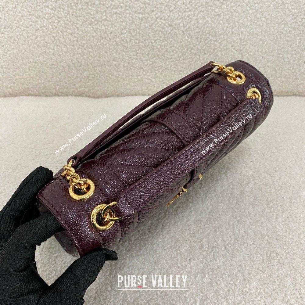 saint laurent envelope medium in quilted grain de poudre embossed leather BURGUNDY 2024(original quality) (bige-240426-20)