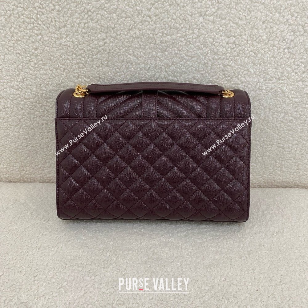 saint laurent envelope medium in quilted grain de poudre embossed leather BURGUNDY 2024(original quality) (bige-240426-20)