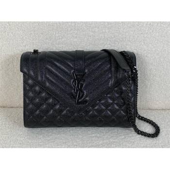 saint laurent envelope medium in quilted grain de poudre embossed leather SO BLACK 2024(original quality) (bige-240426-21)