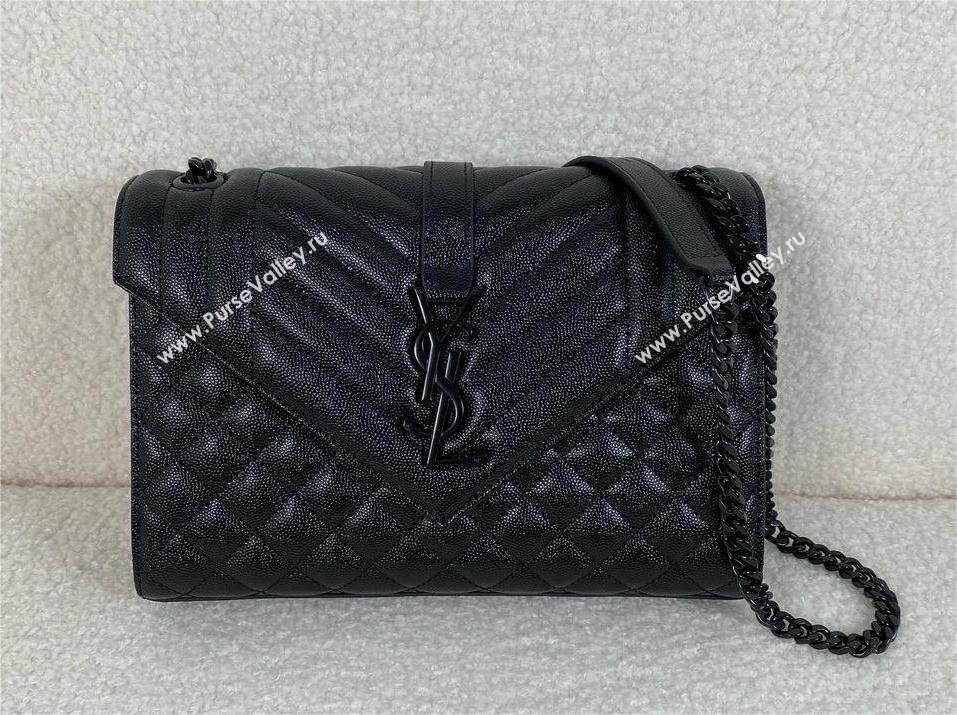 saint laurent envelope medium in quilted grain de poudre embossed leather SO BLACK 2024(original quality) (bige-240426-21)