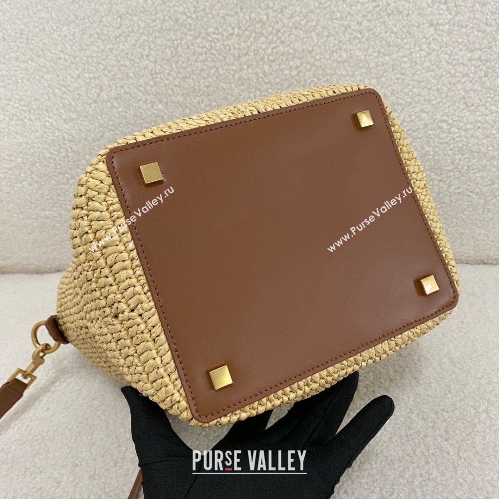 Saint Laurent le 37 in woven raffia and vegetable-tanned leather NATUREL AND BRICK 2024 (bige-240426-03)