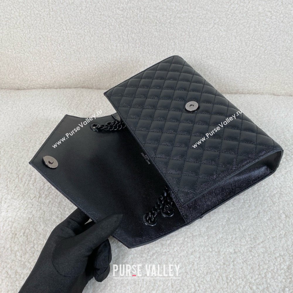 saint laurent envelope medium in quilted grain de poudre embossed leather SO BLACK 2024(original quality) (bige-240426-21)