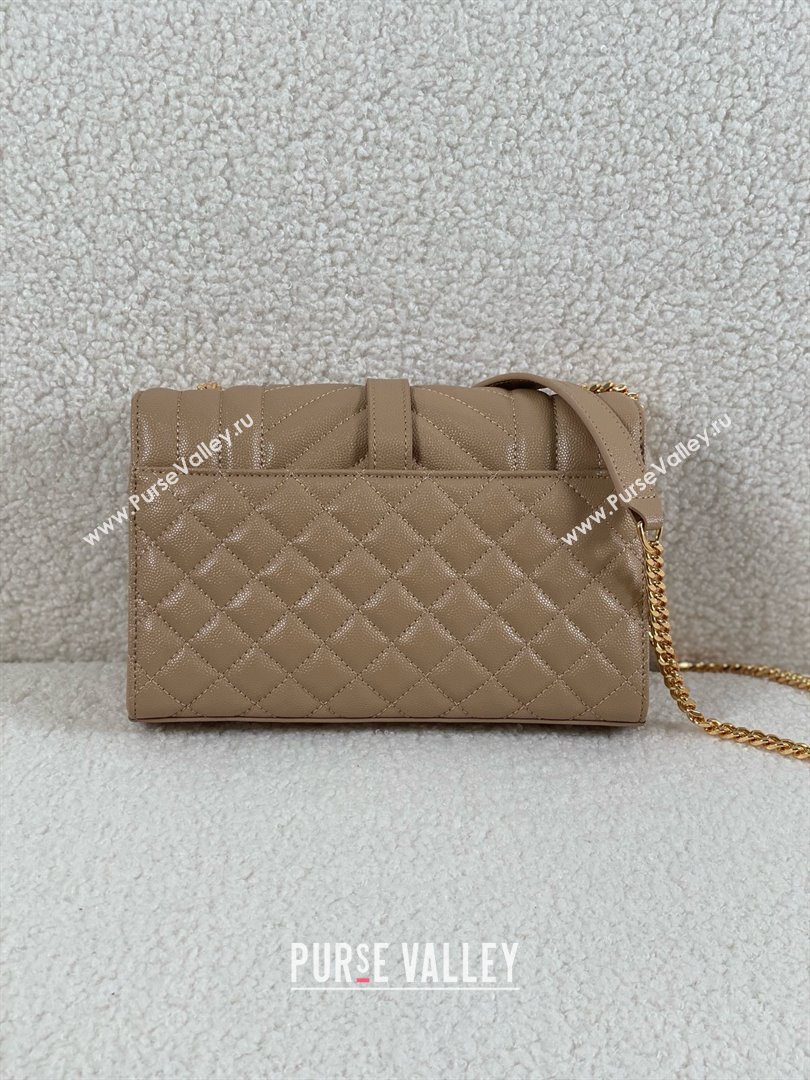 saint laurent envelope small in quilted grain de poudre embossed leather DARK BEIGE 2024 (original quality) (bige-240426-17)