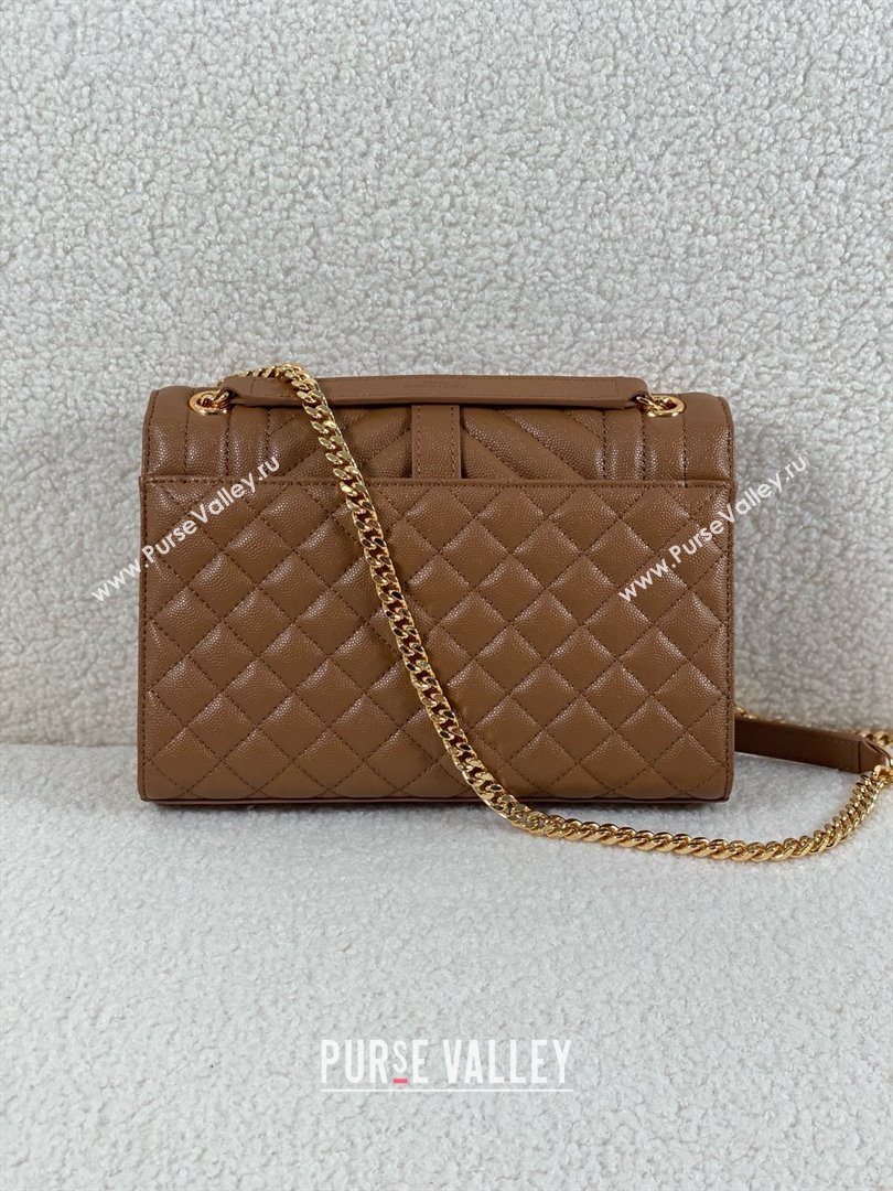 saint laurent envelope medium in quilted grain de poudre embossed leather CARAMEL 2024(original quality) (bige-240426-22)