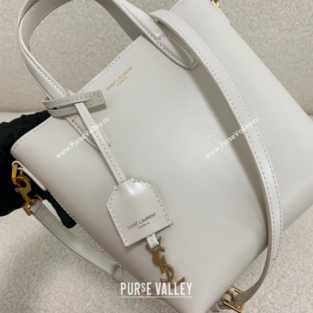 Saint Laurent mini toy shopping saint laurent in box leather white(original quality) (bige-240426-05)