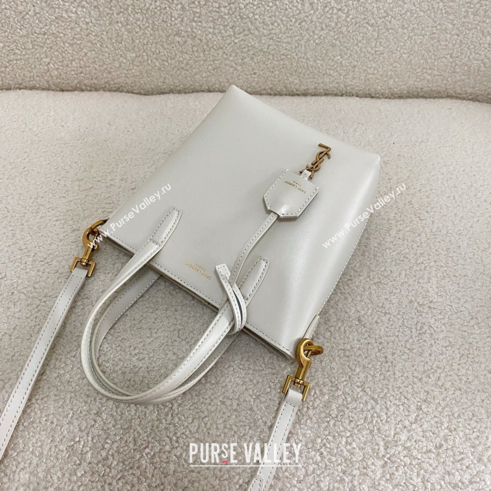 Saint Laurent mini toy shopping saint laurent in box leather white(original quality) (bige-240426-05)