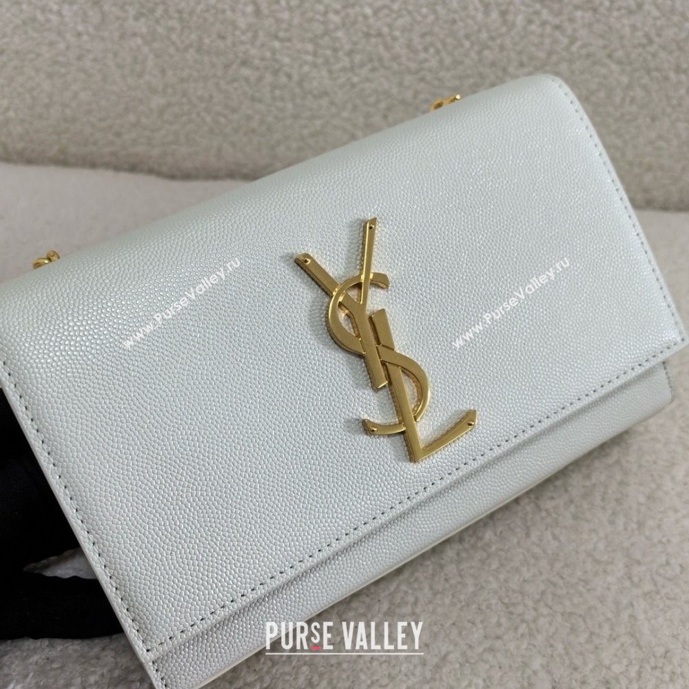 Saint Laurent kate small in grain de poudre embossed leather white 2024(original quality) (bige-240426-11)