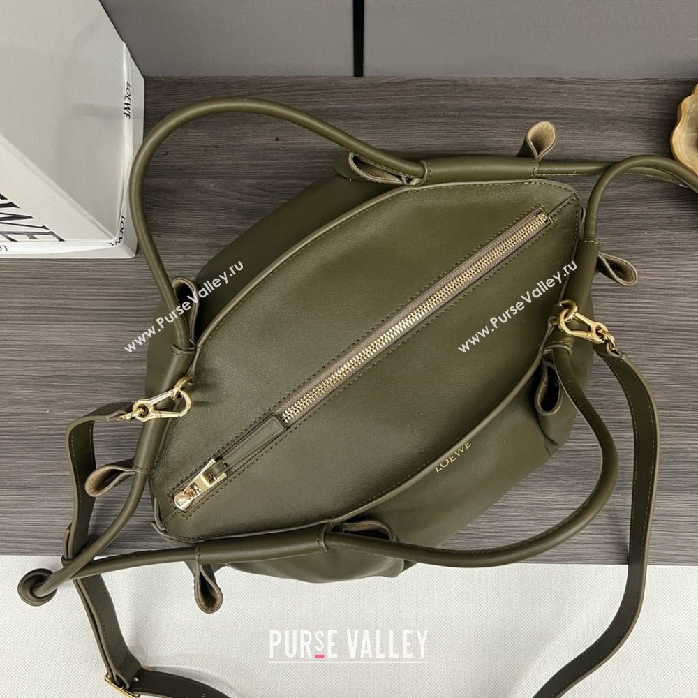 LOEWE Small Paseo bag in shiny nappa calfskin Dark Khaki Green 2024 (yongsheng-240329-06)