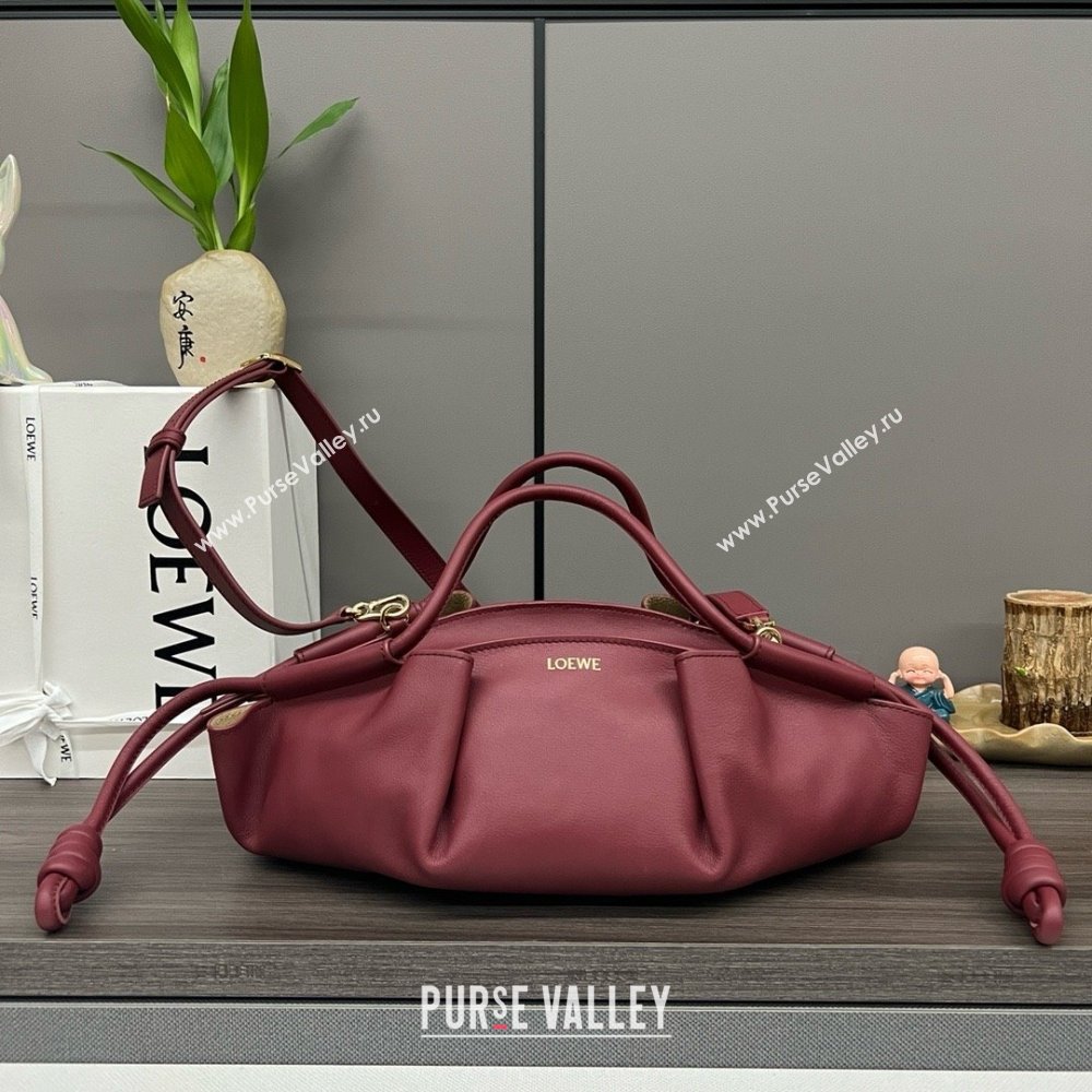 LOEWE Small Paseo bag in shiny nappa calfskin burgundy 2024 (yongsheng-240329-07)