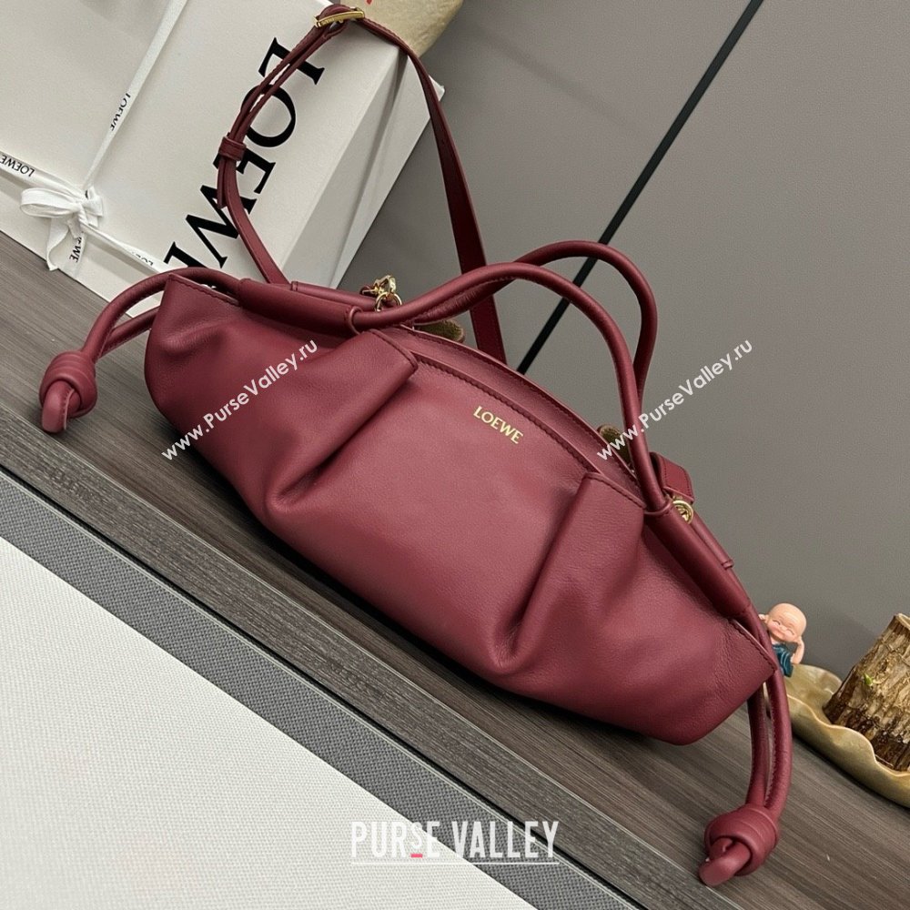 LOEWE Small Paseo bag in shiny nappa calfskin burgundy 2024 (yongsheng-240329-07)