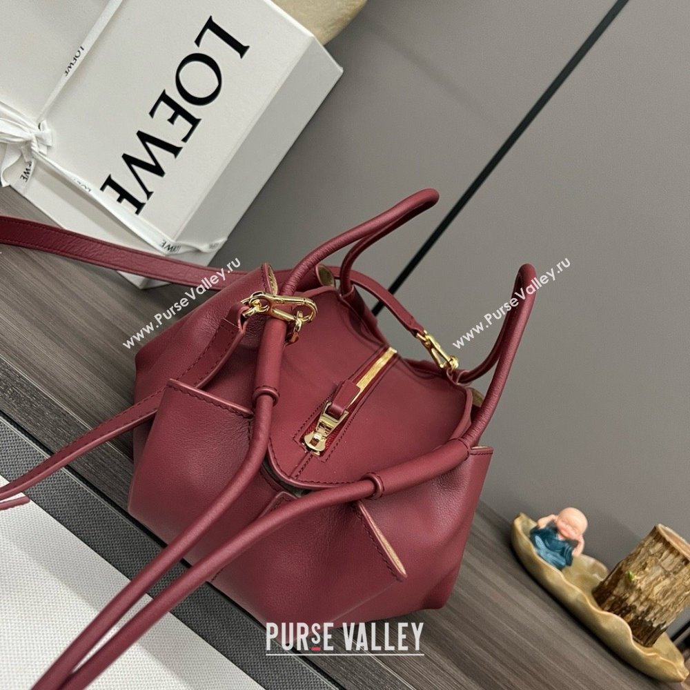 LOEWE Small Paseo bag in shiny nappa calfskin burgundy 2024 (yongsheng-240329-07)