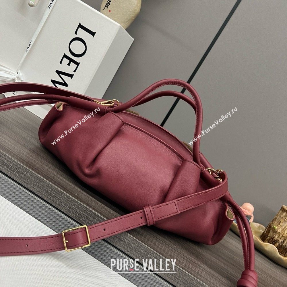 LOEWE Small Paseo bag in shiny nappa calfskin burgundy 2024 (yongsheng-240329-07)