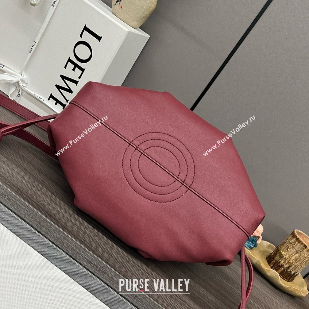 LOEWE Small Paseo bag in shiny nappa calfskin burgundy 2024 (yongsheng-240329-07)