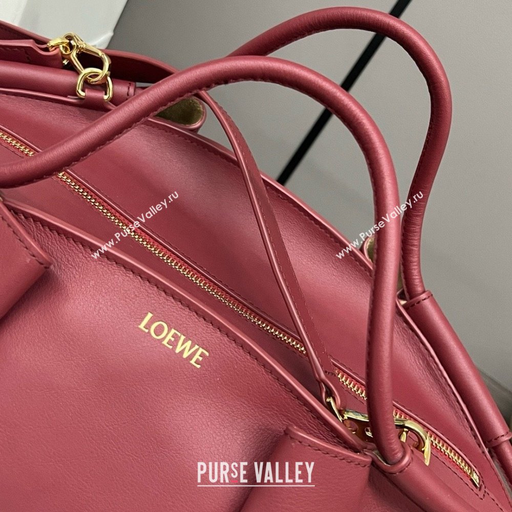 LOEWE Small Paseo bag in shiny nappa calfskin burgundy 2024 (yongsheng-240329-07)