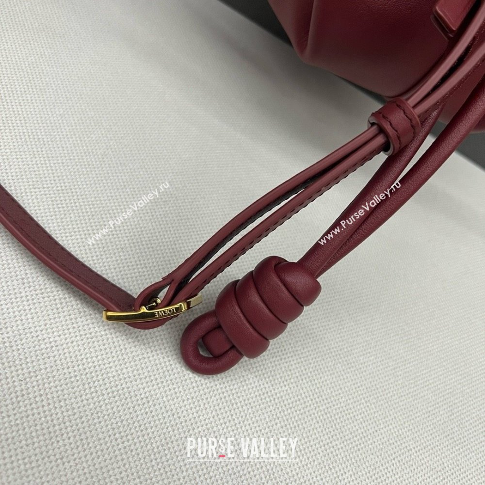 LOEWE Small Paseo bag in shiny nappa calfskin burgundy 2024 (yongsheng-240329-07)