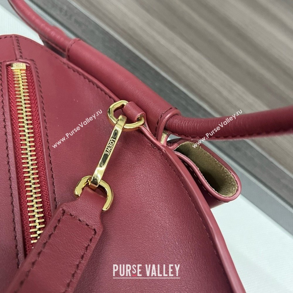 LOEWE Small Paseo bag in shiny nappa calfskin burgundy 2024 (yongsheng-240329-07)