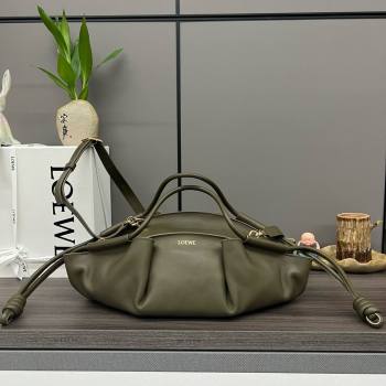 LOEWE Small Paseo bag in shiny nappa calfskin Dark Khaki Green 2024 (yongsheng-240329-06)