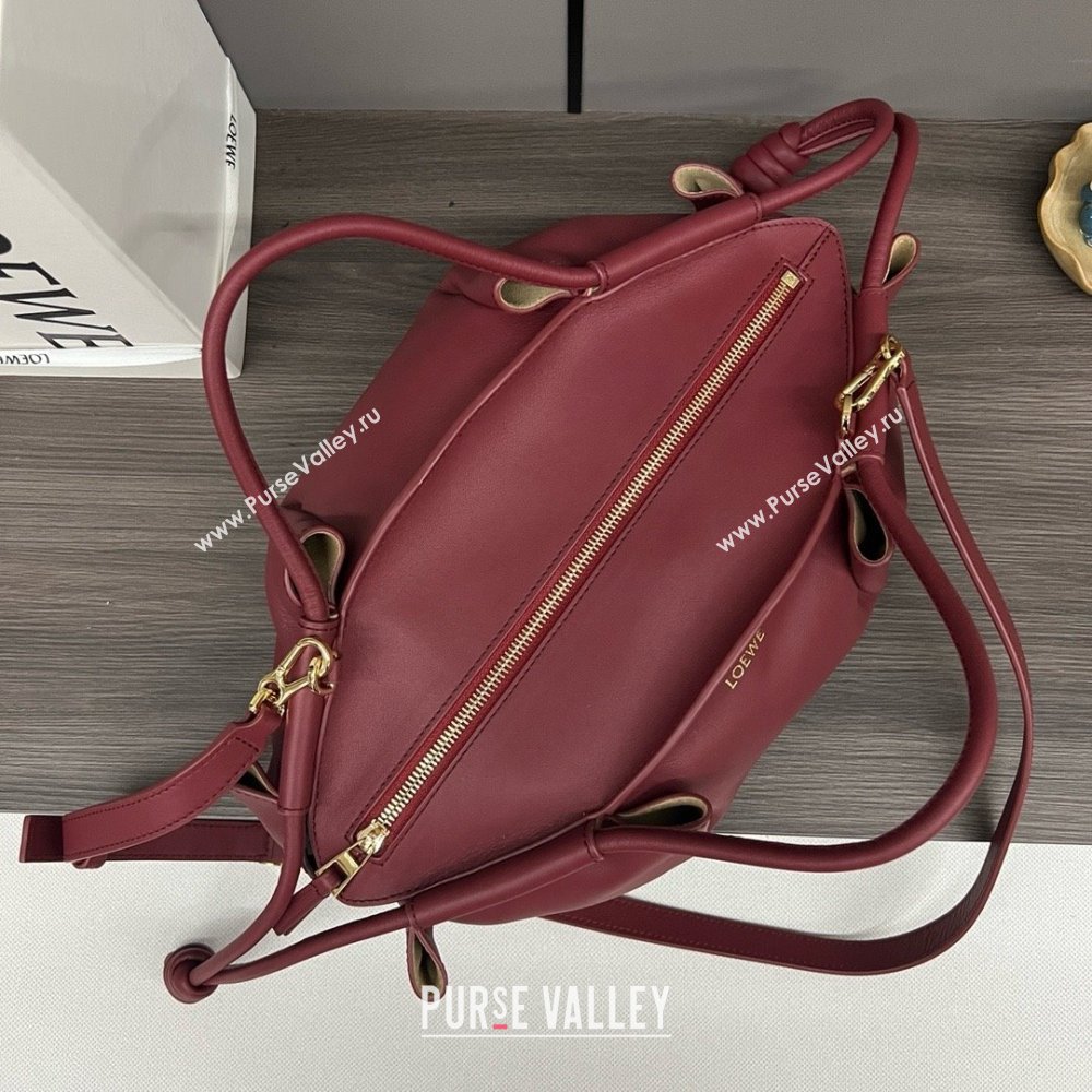 LOEWE Small Paseo bag in shiny nappa calfskin burgundy 2024 (yongsheng-240329-07)