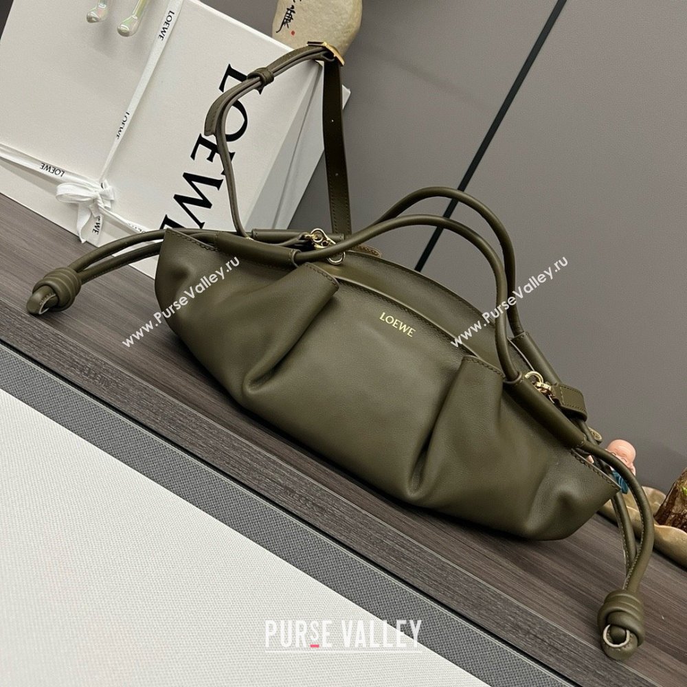 LOEWE Small Paseo bag in shiny nappa calfskin Dark Khaki Green 2024 (yongsheng-240329-06)