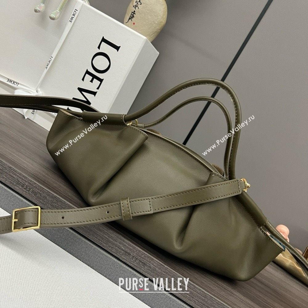 LOEWE Small Paseo bag in shiny nappa calfskin Dark Khaki Green 2024 (yongsheng-240329-06)