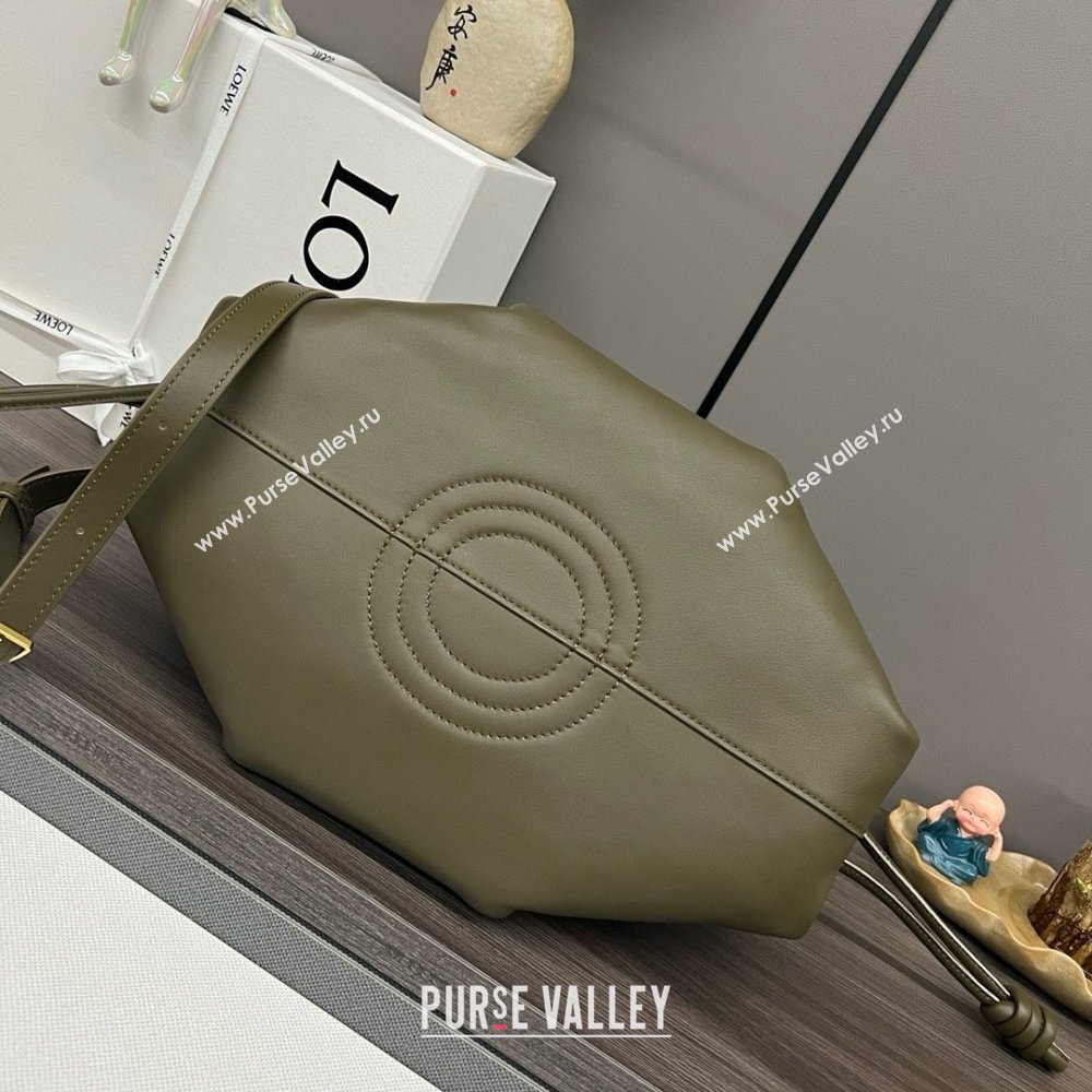 LOEWE Small Paseo bag in shiny nappa calfskin Dark Khaki Green 2024 (yongsheng-240329-06)