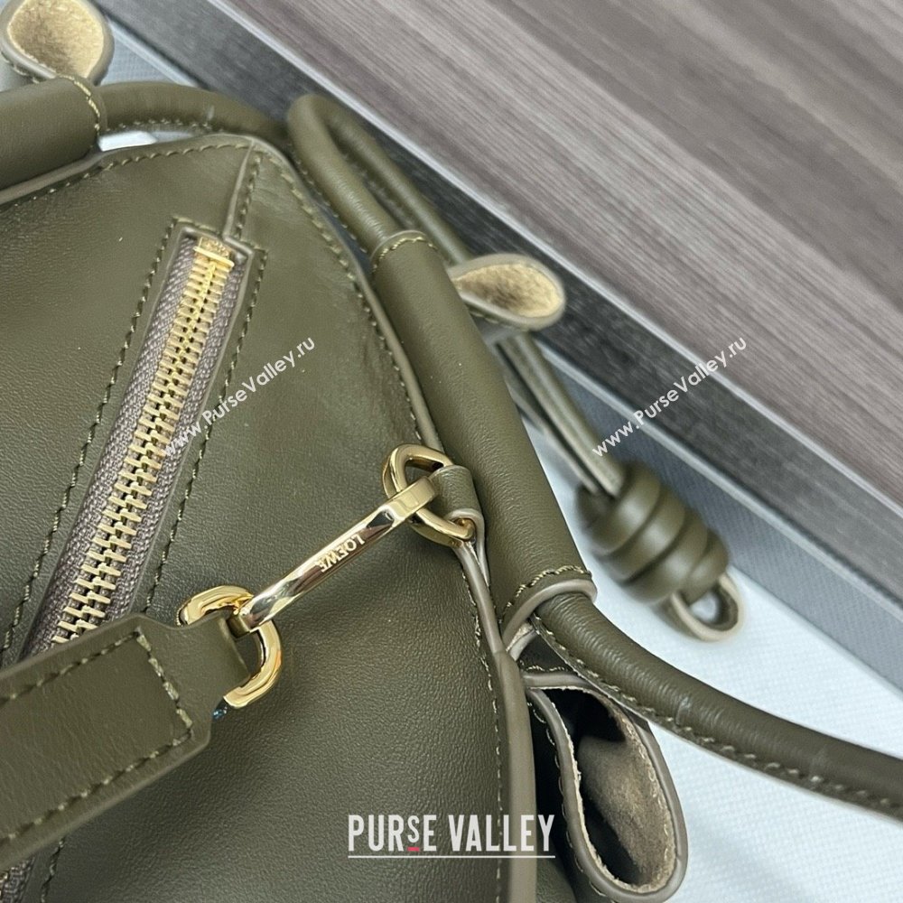 LOEWE Small Paseo bag in shiny nappa calfskin Dark Khaki Green 2024 (yongsheng-240329-06)