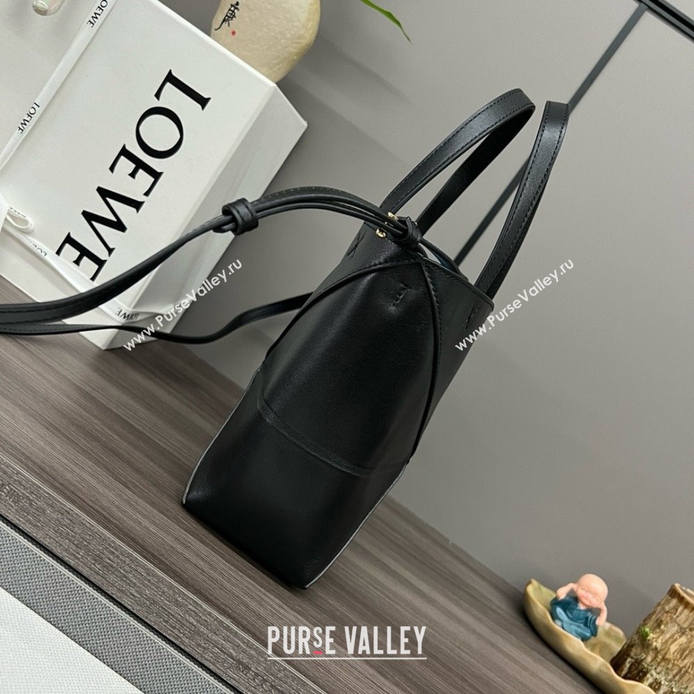 LOEWE Mini Puzzle Fold Tote in shiny calfskin 052322 black 2024 (yongsheng-240329-18)