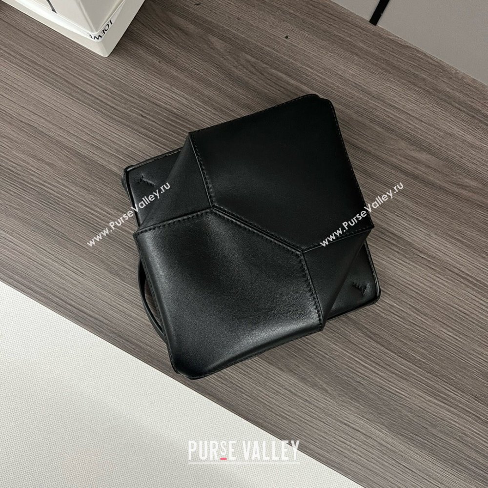 LOEWE Mini Puzzle Fold Tote in shiny calfskin 052322 black 2024 (yongsheng-240329-18)