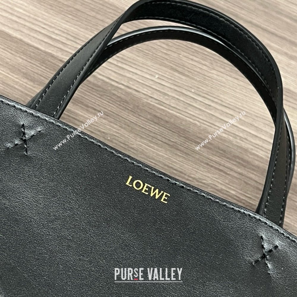 LOEWE Mini Puzzle Fold Tote in shiny calfskin 052322 black 2024 (yongsheng-240329-18)