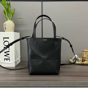 LOEWE Mini Puzzle Fold Tote in shiny calfskin 052322 black 2024 (yongsheng-240329-18)