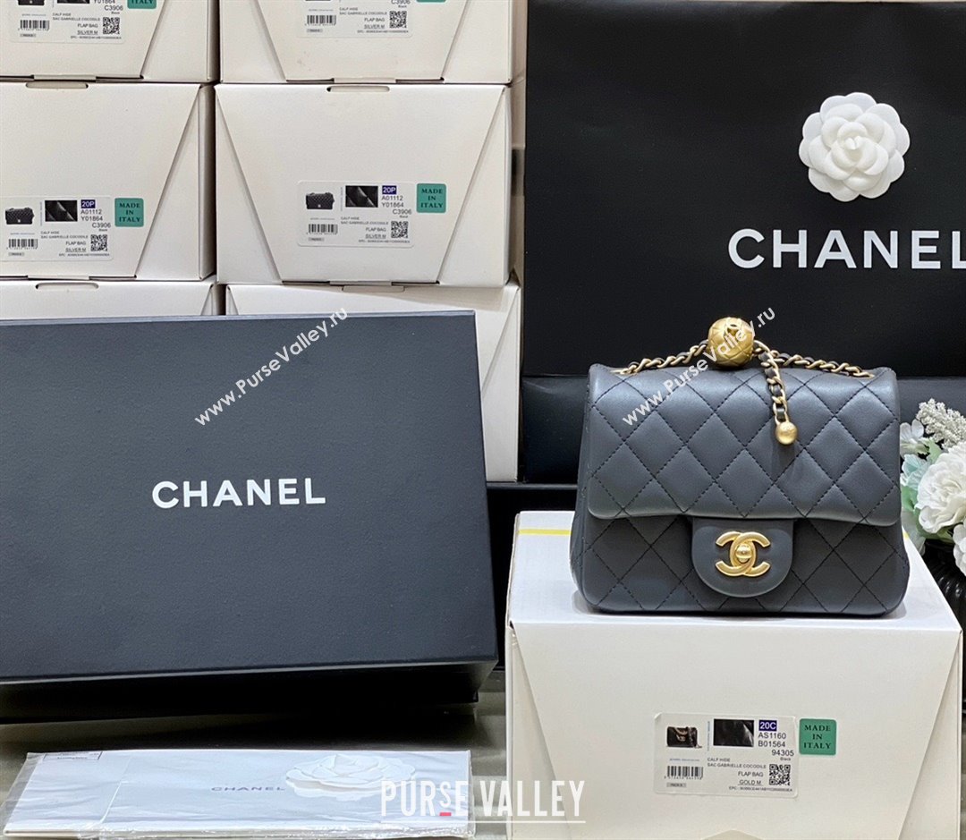 chanel Gold BALL LEATHER MINI flap bag AS1786 dark gray (ORIGINAL QUALITY) (SHUNYANG-240222-02)