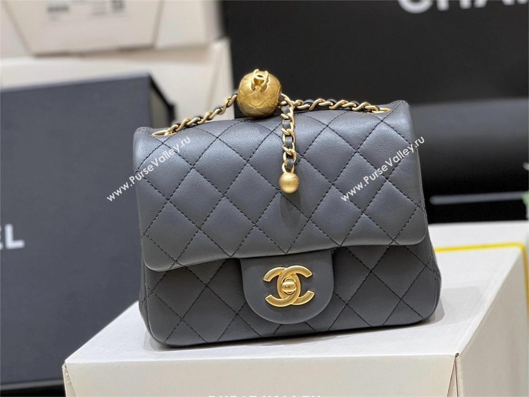 chanel Gold BALL LEATHER MINI flap bag AS1786 dark gray (ORIGINAL QUALITY) (SHUNYANG-240222-02)