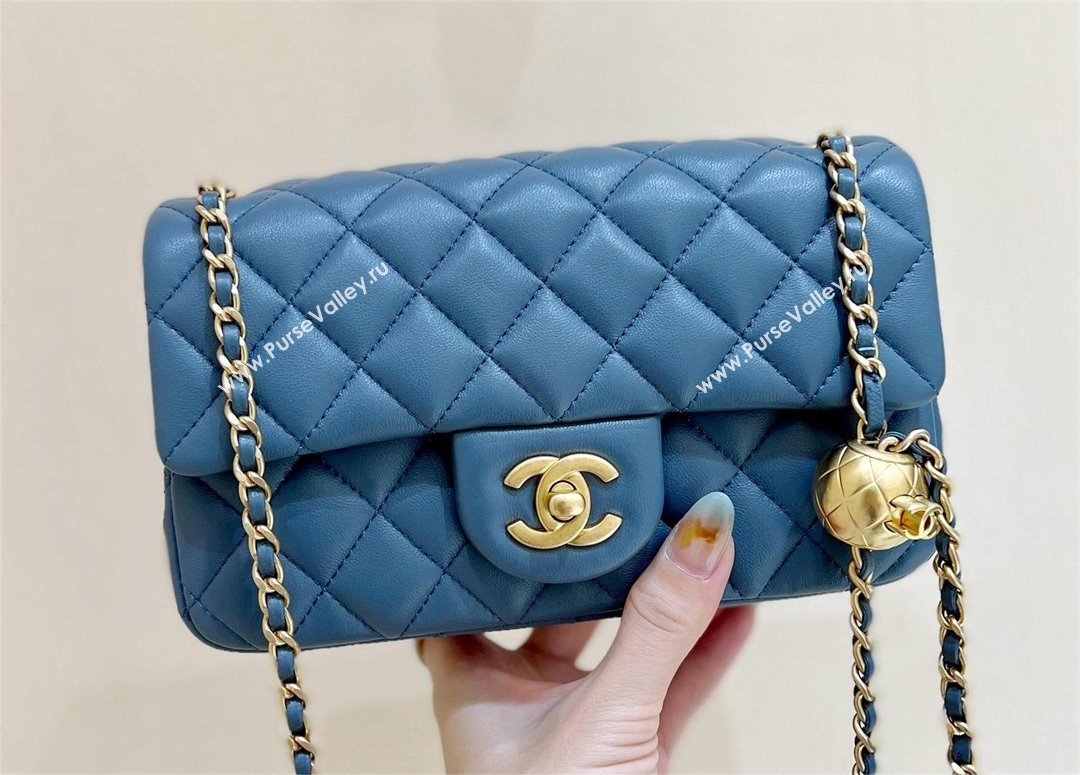 chanel Gold BALL LEATHER SMALL flap bag AS1787 NAVY BLUE(ORIGINAL QUALITY) (SHUNYANG-240222-13)