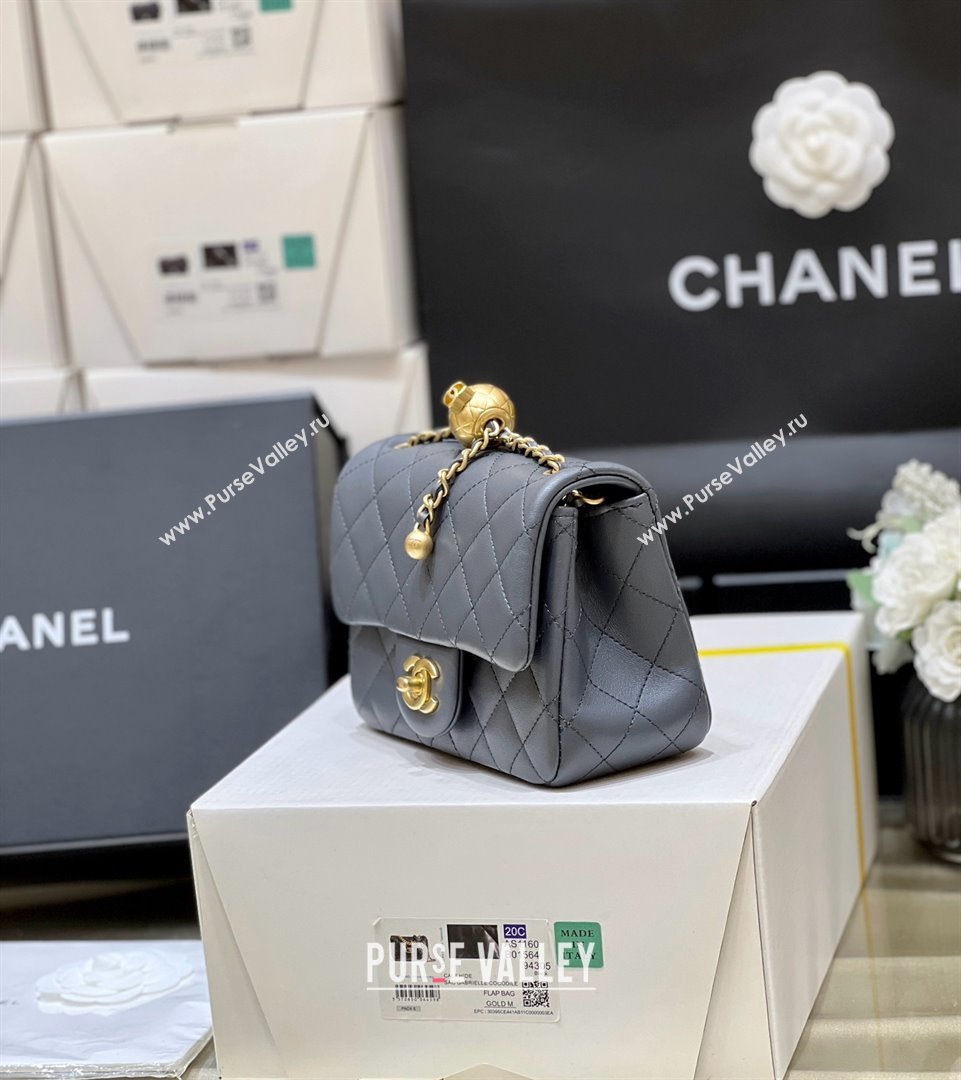 chanel Gold BALL LEATHER MINI flap bag AS1786 dark gray (ORIGINAL QUALITY) (SHUNYANG-240222-02)