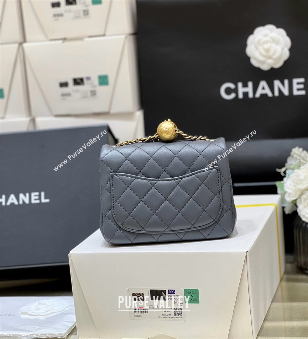 chanel Gold BALL LEATHER MINI flap bag AS1786 dark gray (ORIGINAL QUALITY) (SHUNYANG-240222-02)