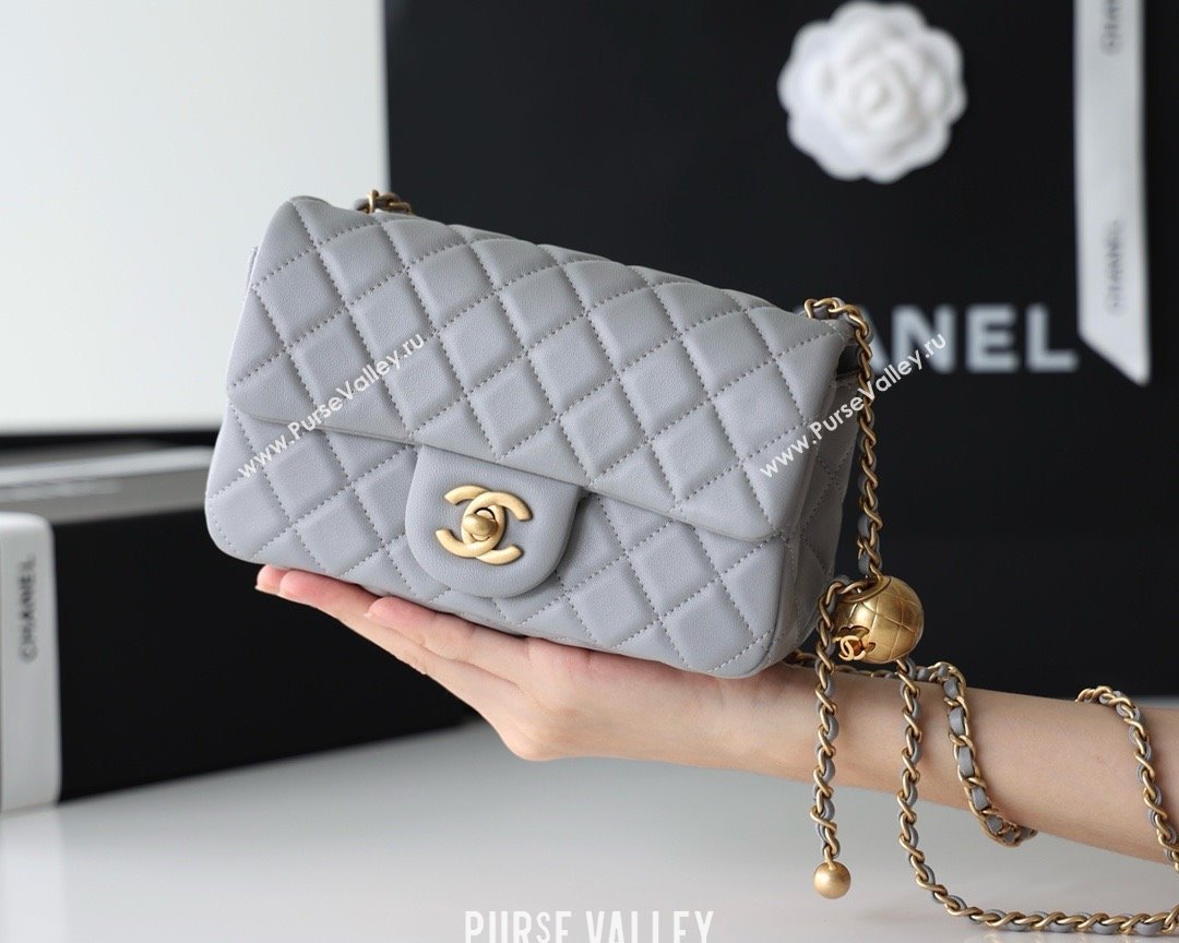 chanel Gold BALL LEATHER SMALL flap bag AS1787 PALE GRAY(ORIGINAL QUALITY) (SHUNYANG-240222-15)