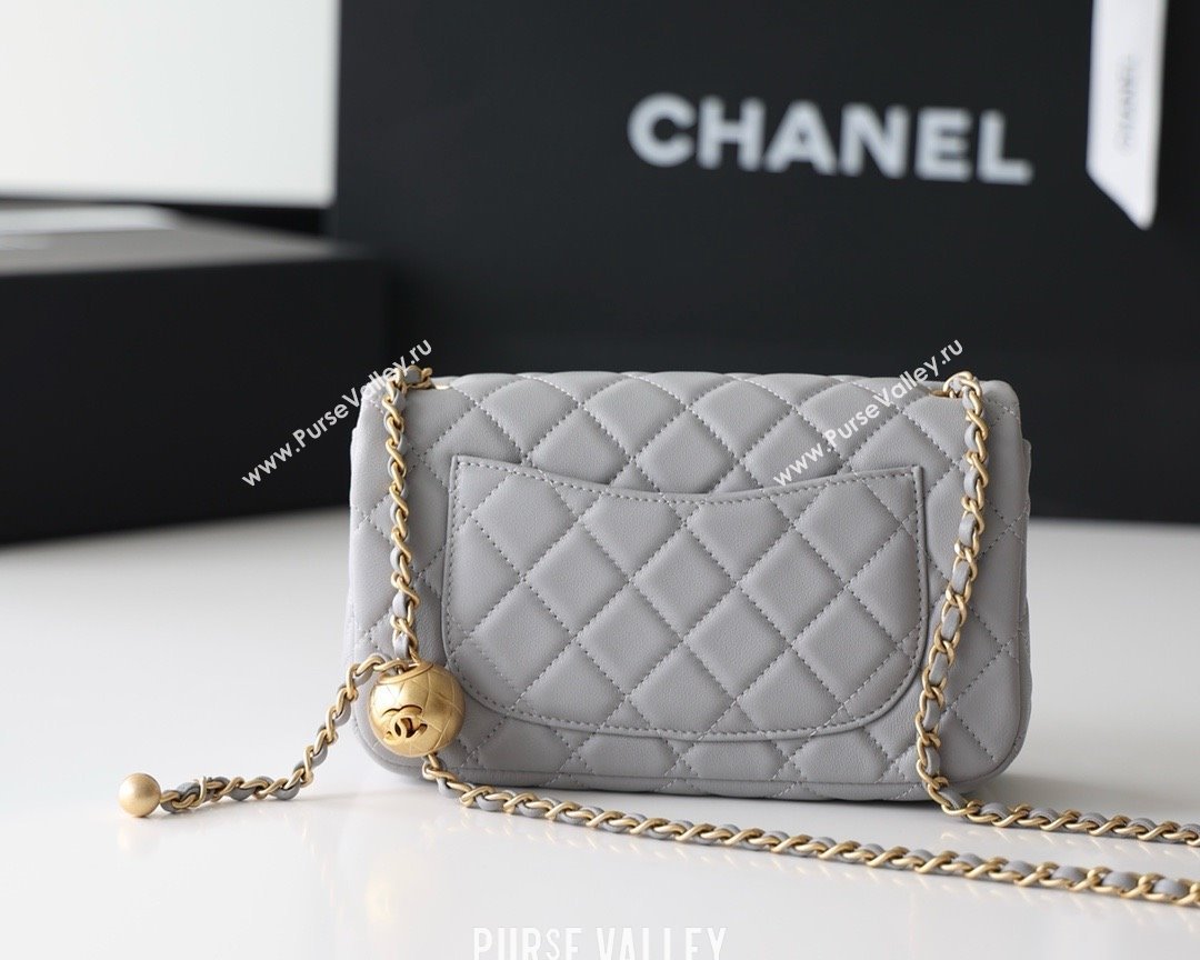 chanel Gold BALL LEATHER SMALL flap bag AS1787 PALE GRAY(ORIGINAL QUALITY) (SHUNYANG-240222-15)