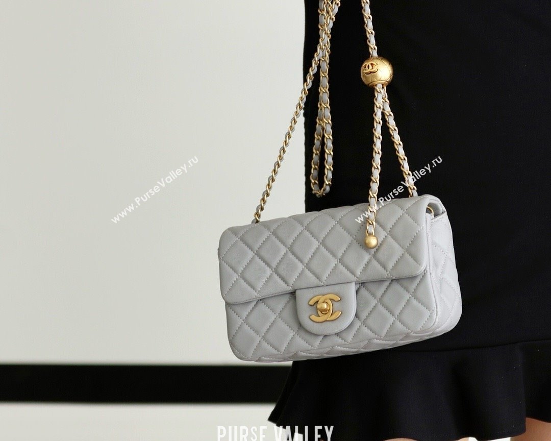 chanel Gold BALL LEATHER SMALL flap bag AS1787 PALE GRAY(ORIGINAL QUALITY) (SHUNYANG-240222-15)