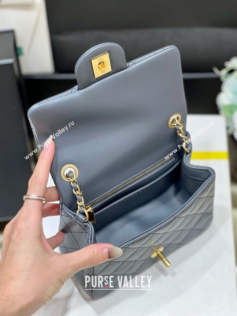 chanel Gold BALL LEATHER MINI flap bag AS1786 dark gray (ORIGINAL QUALITY) (SHUNYANG-240222-02)