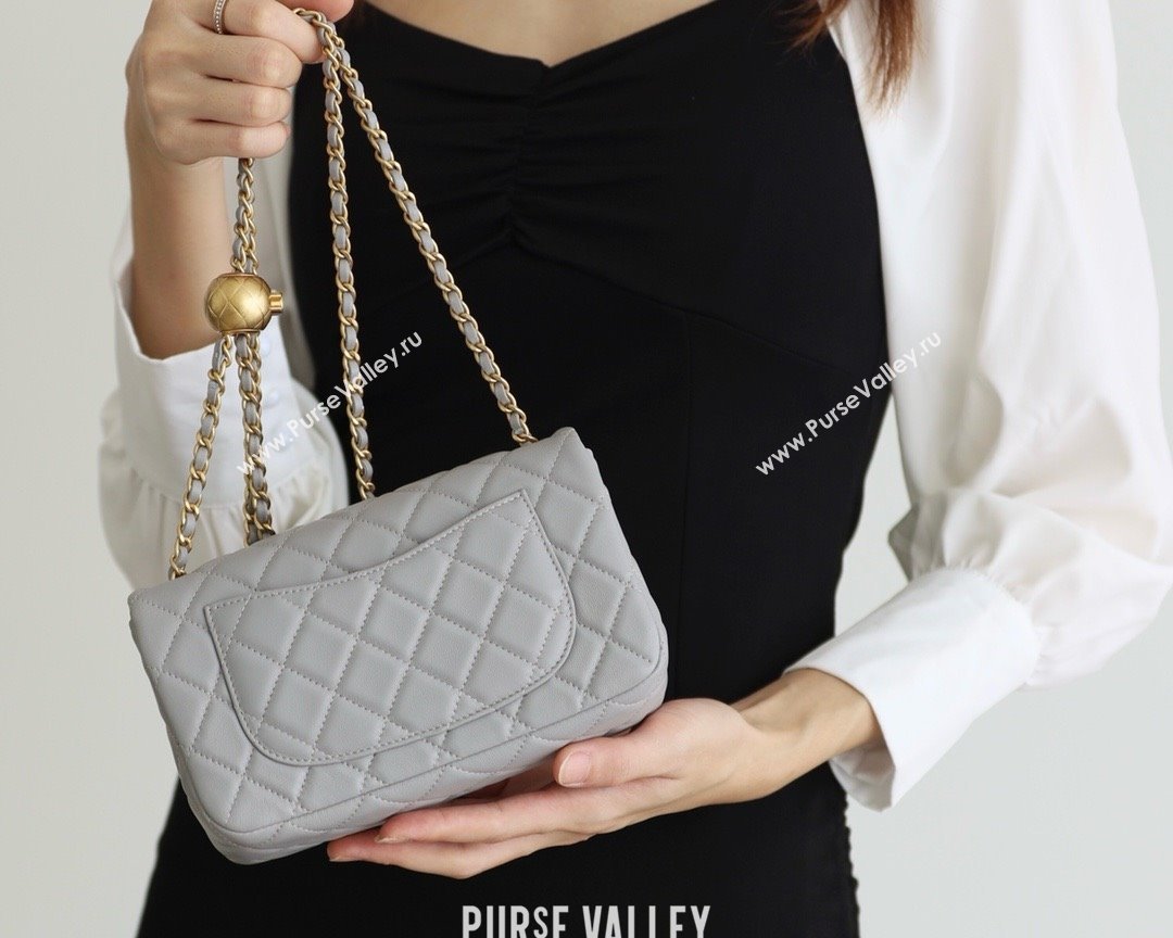 chanel Gold BALL LEATHER SMALL flap bag AS1787 PALE GRAY(ORIGINAL QUALITY) (SHUNYANG-240222-15)