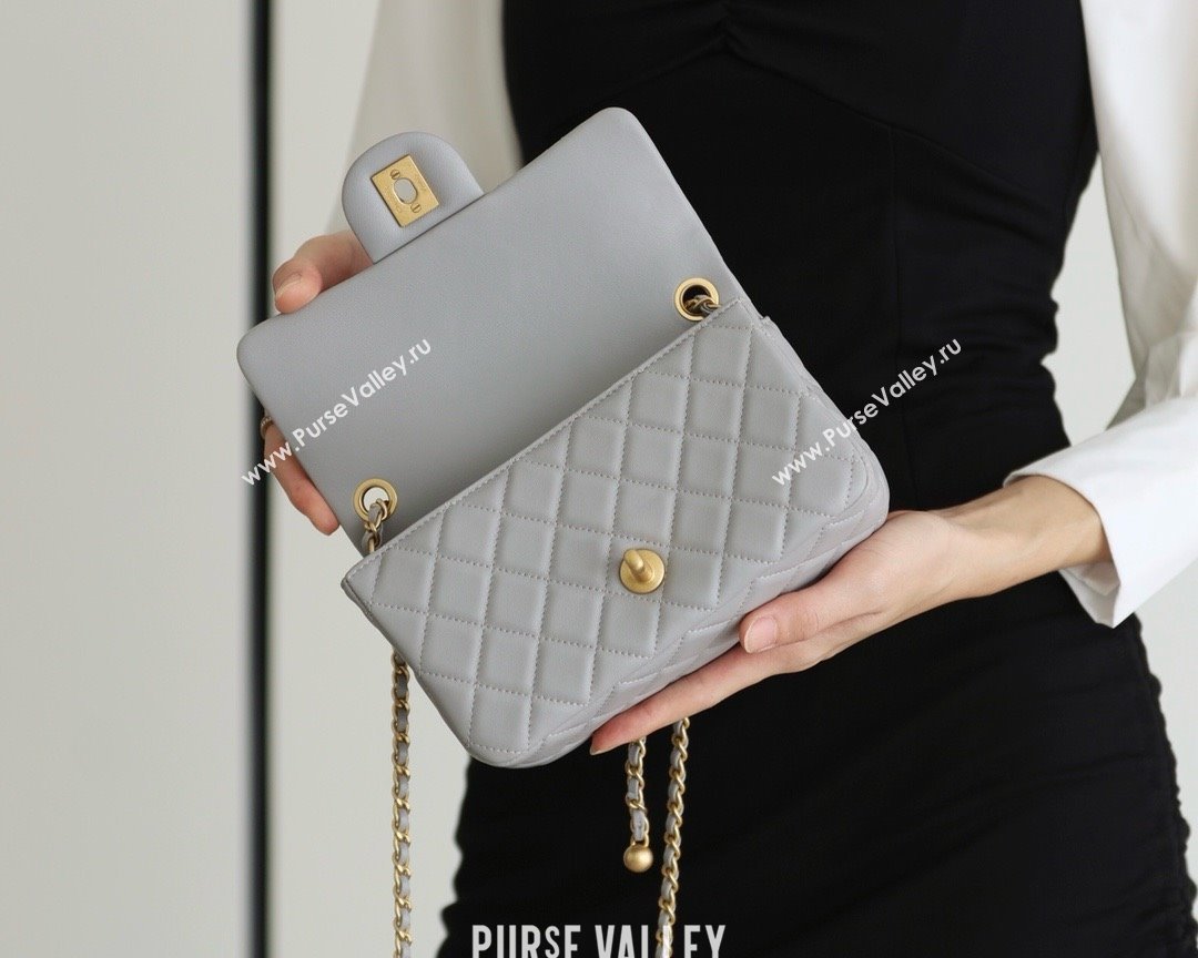 chanel Gold BALL LEATHER SMALL flap bag AS1787 PALE GRAY(ORIGINAL QUALITY) (SHUNYANG-240222-15)